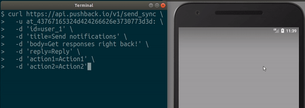Example of sync mode with a terminal and phone